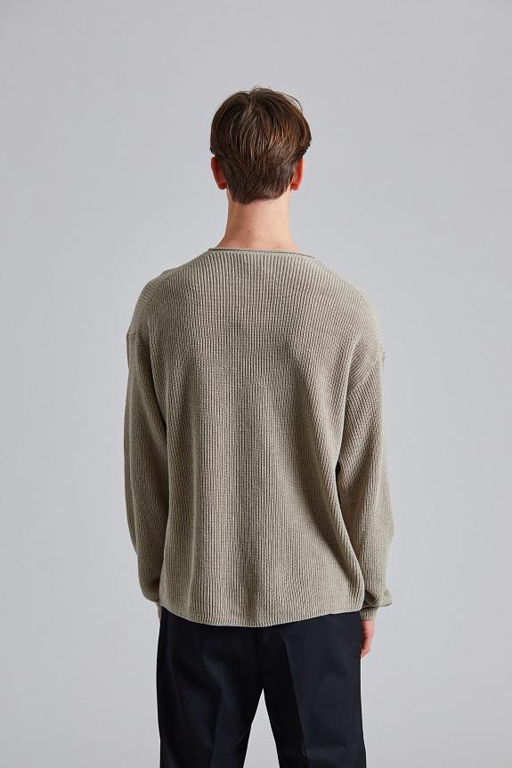 Filippa K Relaxed Linen Sweater Moss Grey-2